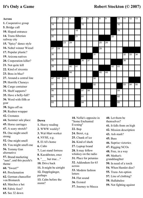 Crossword Themed Puzzles With Answers