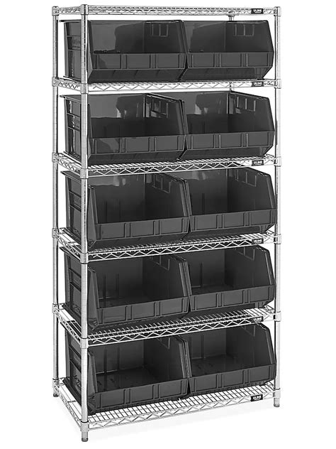 Wire Stackable Bin Organizer With 18 X 16 1 2 X 11 Black Bins H 9883bl