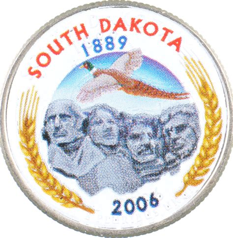 Custom COLORIZED 2006 D South Dakota State Quarter High