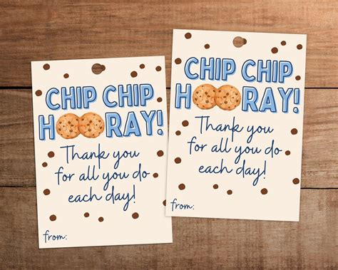 Chocolate Chip Cookie Chip Chip Hooray Thank You Gift Tag To Show