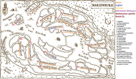 Map Of Marienburg Showing What Language The District Names Are Based On