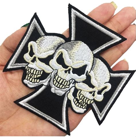 2021 Fantastic Maltese Cross Devil Triple Skulls Christian Embroidered