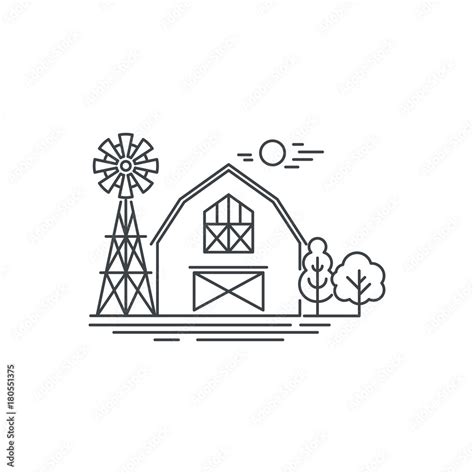 Farm barn line icon. Outline illustration of horse barn vector linear ...