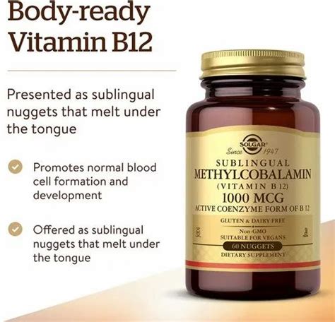 1000 MCG Solgar Sublingual Methylcobalamin Vitamin B12 Nuggets 60