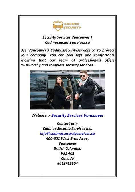 Ppt Security Services Vancouver Cadmussecurityservices Ca Powerpoint