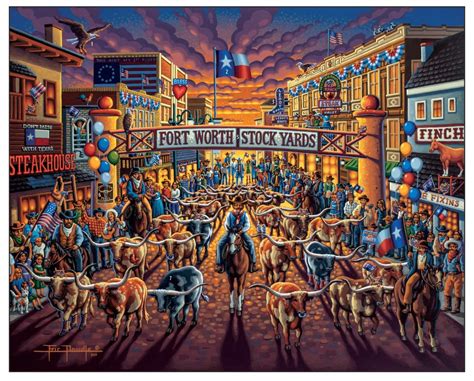 Fort Worth Stockyards Pieces Dowdle Folk Art Puzzle Warehouse