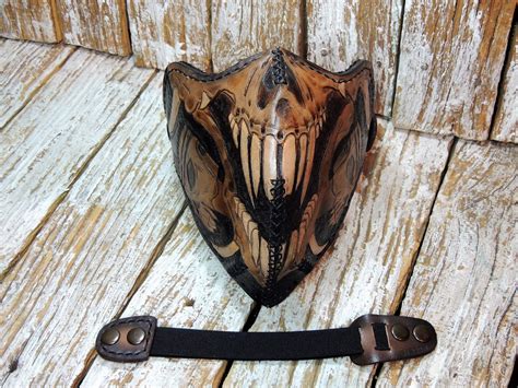 Carved Leather Motorcycle Half Mask Leather Face Mask Bybodzi