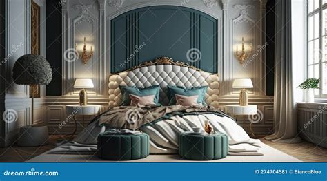 Baroque Style Bedroom Interior in Luxury Hotel Stock Illustration ...