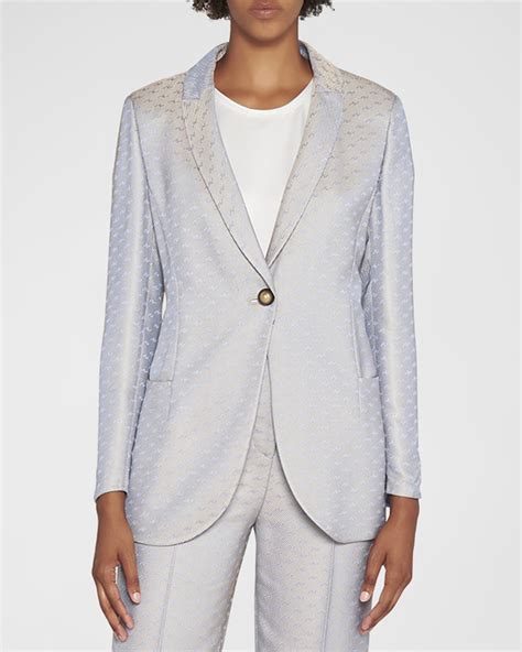 Giorgio Armani Floral Jacquard Double Breasted Blazer Jacket Neiman