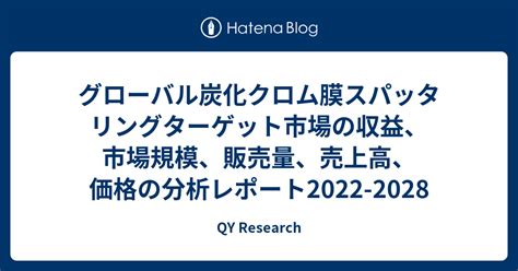 グローバル炭化クロム膜スパッタリングターゲット市場の収益、市場規模、販売量、売上高、価格の分析レポート2022 2028 Qy Research