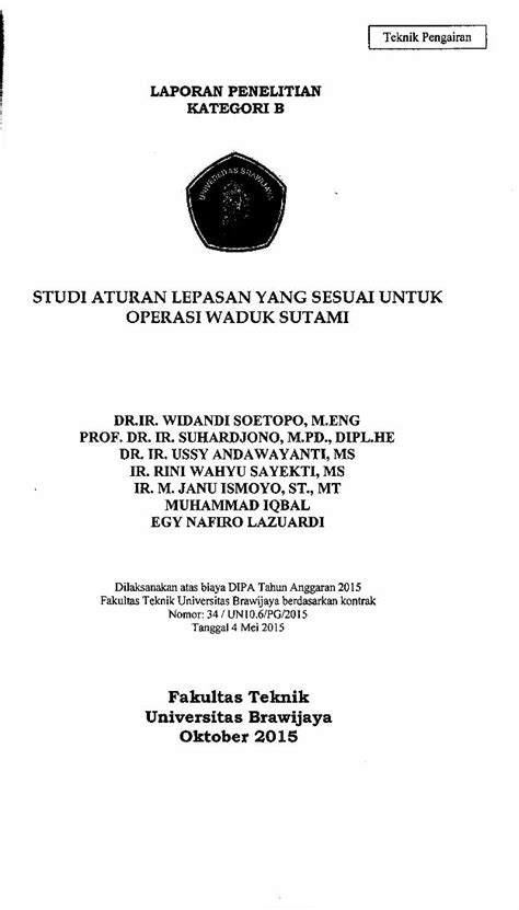 PDF Studi Aturan Lepasan Yang Sesuai Untuk Operasi Waduk Sutami