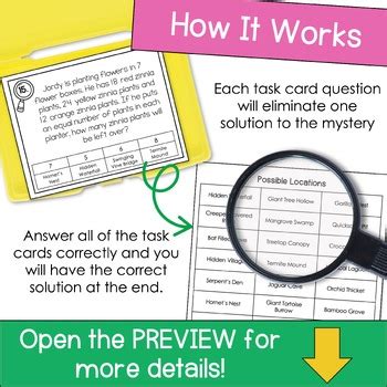 Interpreting Remainders Math Task Card Mystery Division Word Problems