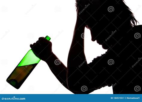 Silhouette Of Sad Man Drinking Alcohol Stock Image Image Of Isolated