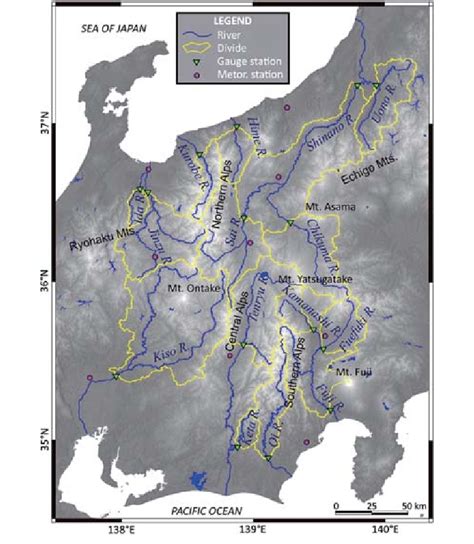 Map Of The Japanese Alps Region And Study Basins Download Scientific