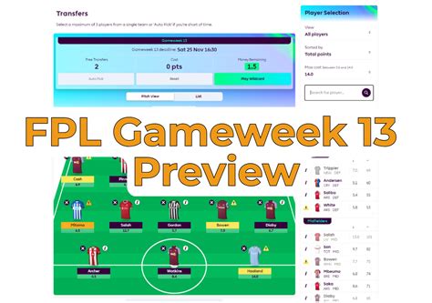 FPL Gameweek 13 Preview Fixture Ticker Who To Buy Sell More