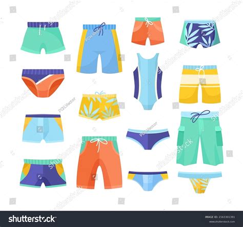 Different Male Swimwear Vector Illustrations Set Stock Vector Royalty Free 2163301391