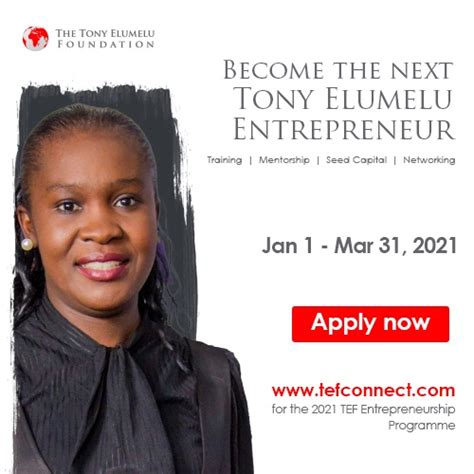 Application For Tony Elumelu Foundation Tef Entrepreneurship