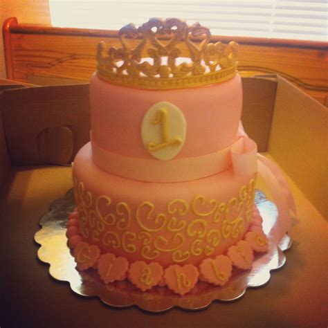 Pink And Gold Princess First Birthday Cake Handmade Fondant And Gum