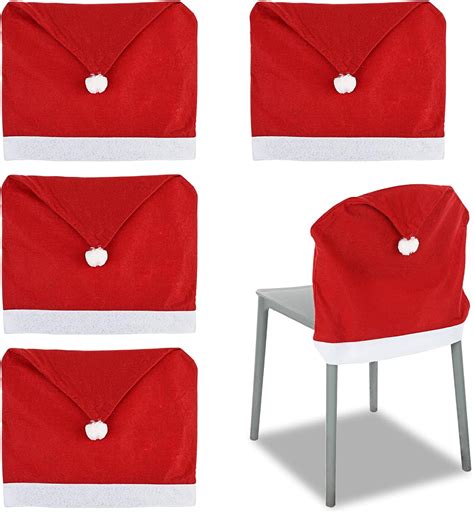 Abeillo Pack Christmas Chair Covers Red Hat Dining Chair Slipcovers