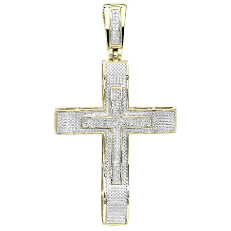 Hip Hop Jewelry K Gold Large Diamond Double Cross Pendant For Men