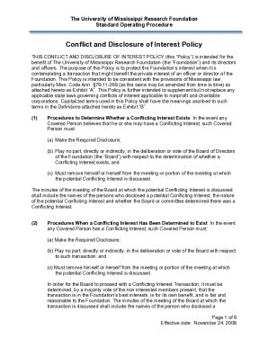 Fillable Online Conflict And Disclosure Of Interest Policy Fax Email