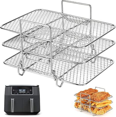 Bykitchen Air Fryer Racks For Ninja Dual Three Layer Stainless Steel Cooking Rack Air Fryer