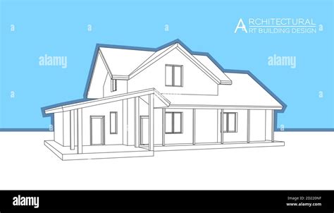 Modern House Building Vector Architectural Drawings 3d Illustration Stock Vector Image And Art