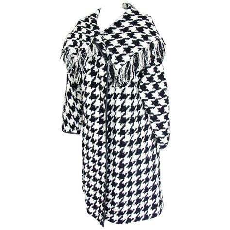 Bonnie Cashin Sills Large Houndstooth Fringe Coat Skirt Ensemble