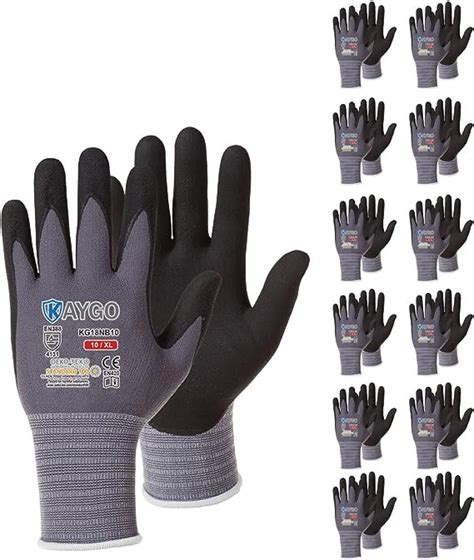 Kaygo Safety Work Gloves Durable Microfoam Nitrile Coating