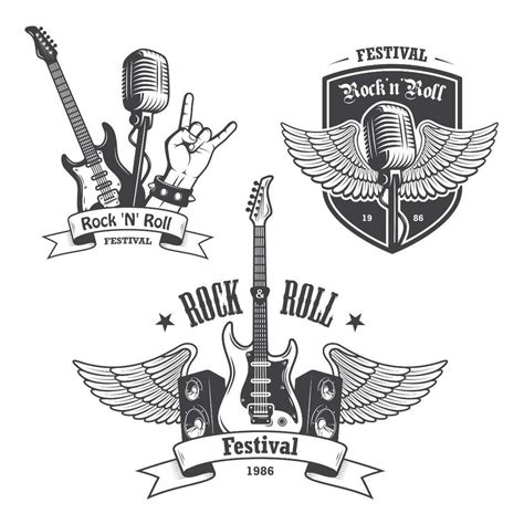 Vectores Con Motivos De Rock And Roll Para Diseño Sublimar