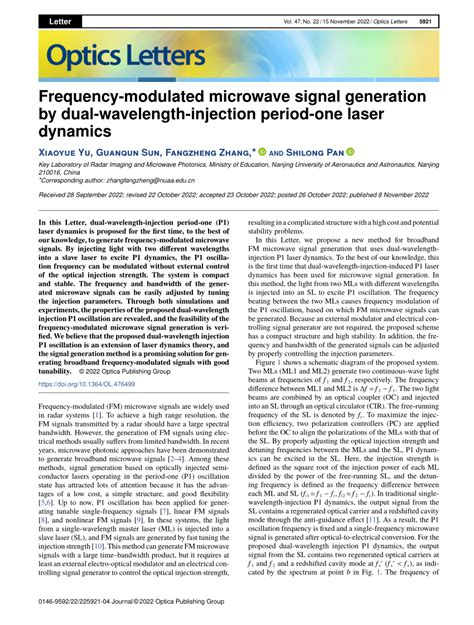 Pdf Frequency Modulated Microwave Signal Generation By Dual