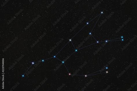 Ursa Major constellation, stars connected by lines against black night ...