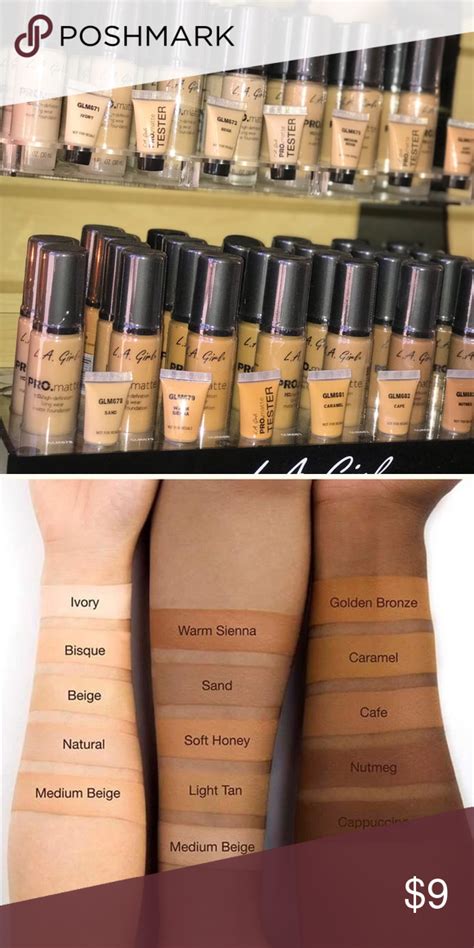 L.A Girl Pro matte foundation | Skin tone makeup, La girl foundation swatches, La girl makeup