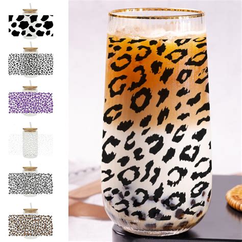 Leopard Print Uv Dtf Transfer Stickers Cup Decoration Labe A8n0