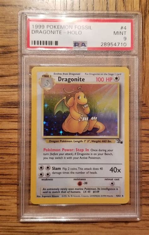 PSA 9 Dragonite 4 62 Holo Rare Fossil 4 Pok