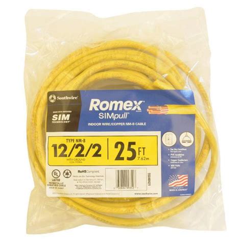 Southwire 25 Ft 12 2 2 Solid Romex SIMpull Copper NM B Cable