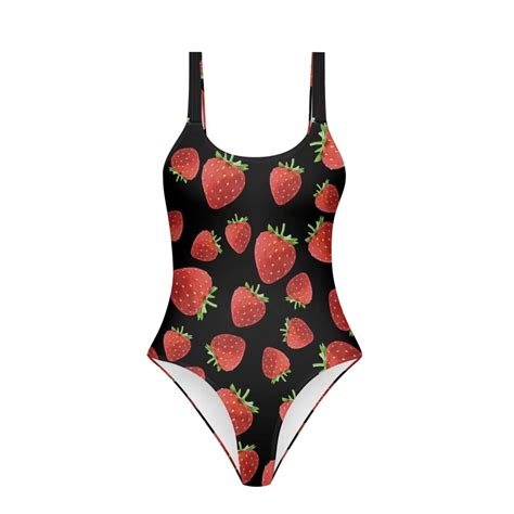 Binienty Womens Swimsuit One Piece Swimwear Strawberry Tummy Control