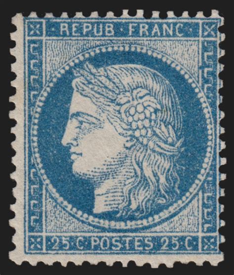 France 1871 Cérès 25c bleu Type I neuf légère trace de charnière