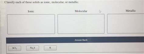 Solved Classify Each Of These Solids As Ionic Molecular Or