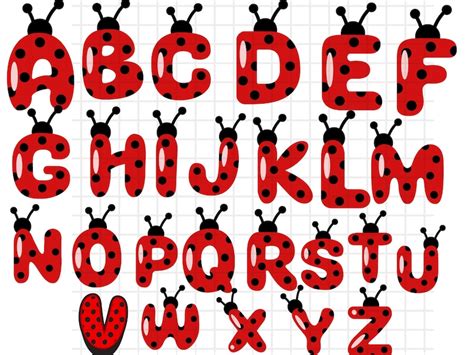 Ladybug Alphabet Svg Dxf Letters Font Numbers Birthday Cut File Bundle