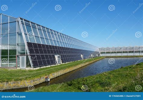 Greenhouse With Solar Panels In The Netherlands Stock Photo Image Of