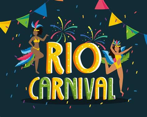 Rio Carnival Poster With Female Dancers On Black Background 671962