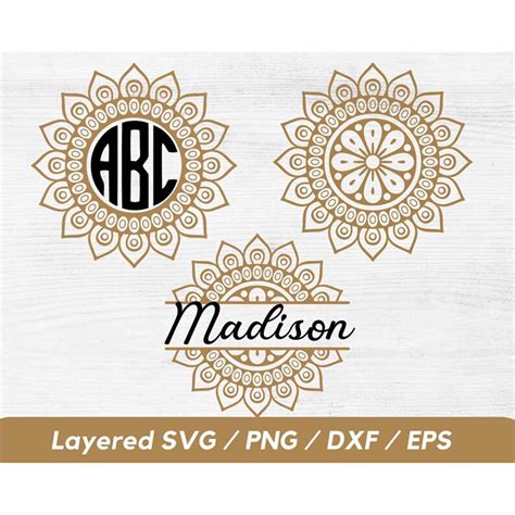 Mandala Monogram SVG Mandala SVG Mandala PNG Flower Monog Inspire