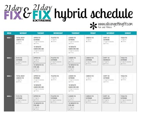 21 Day Fix Extreme Calendar Amulette