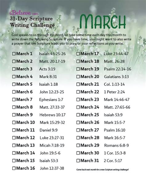 March Scripture Writing Guide Salvation Prosperity