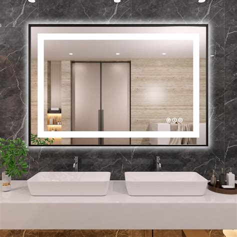 Amazon Amorho X Led Bathroom Mirror With Black Frame Front