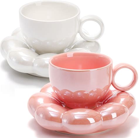 Amazon Ceramic Cloud Mug With Saucer Spoon Cute Irregular Coffee