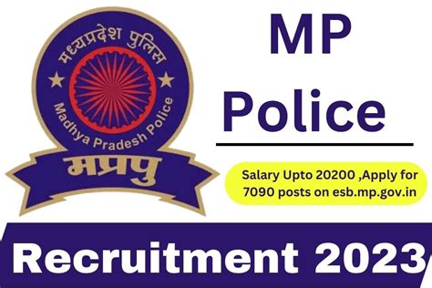 MP Police Recruitment 2023 : Salary Upto 20200 ,Apply for 7090 posts on ...