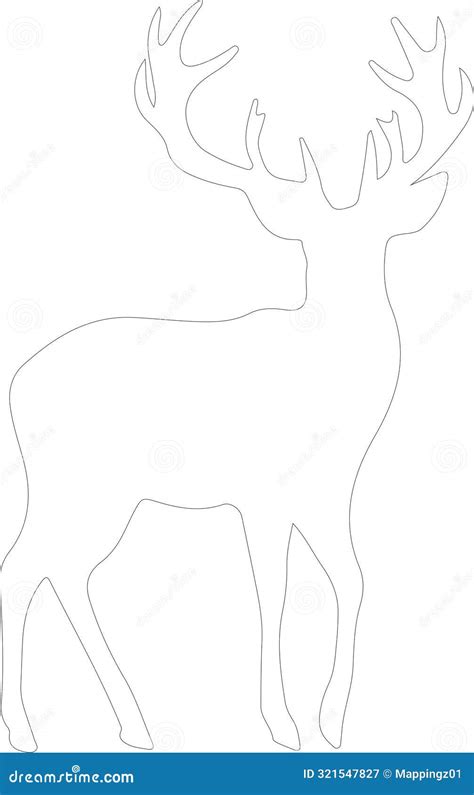 White Tailed Deer Outline Silhouette Generative Ai Stock Vector