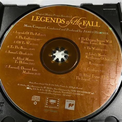 Cd Soundtrack Legends Of The Fall Original Motion Picture Soundtrack 1995 Epic Soundtrax